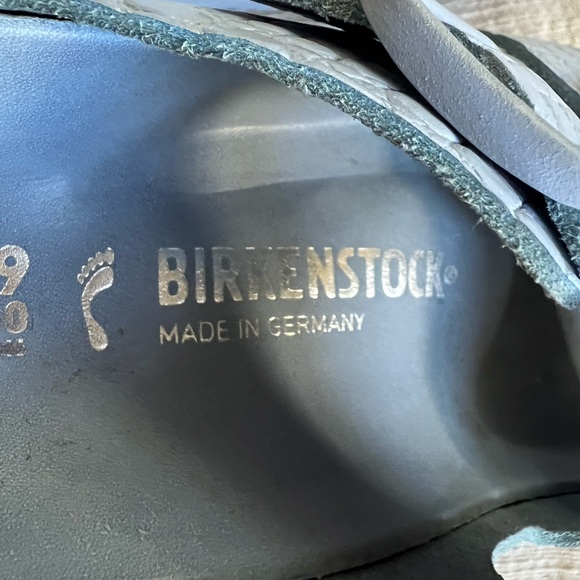 Birkenstock Arizona Rivet Logo In Dusty Blue Leather - Picture 7 of 7